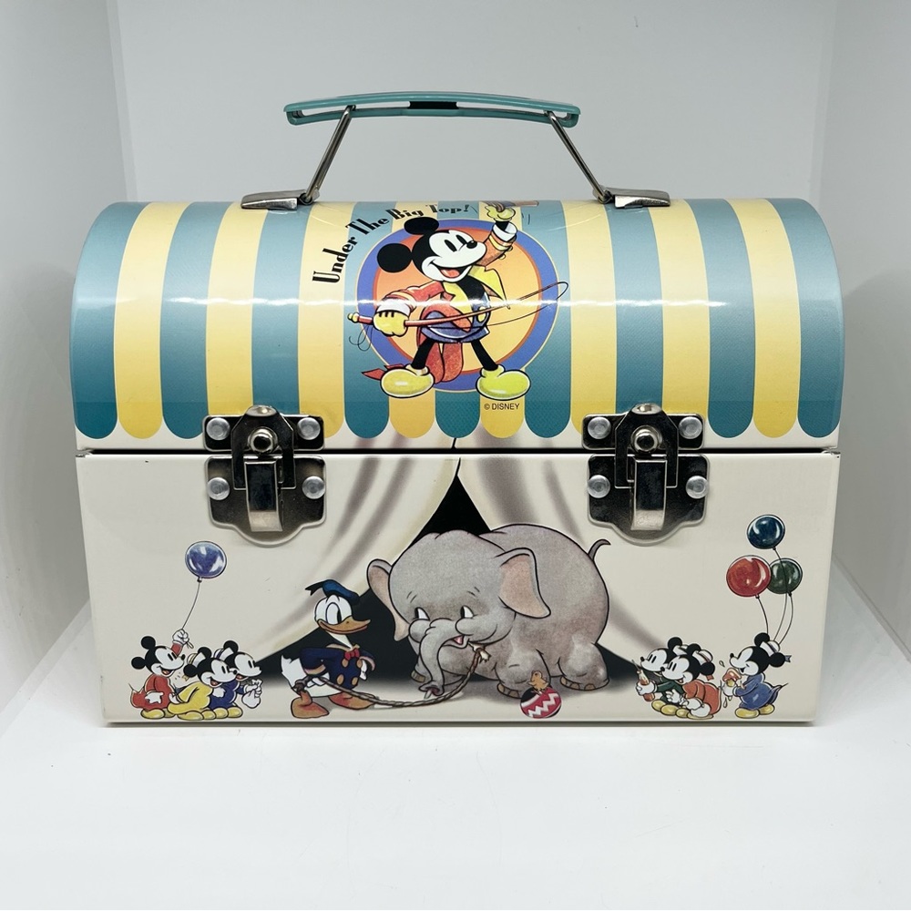 Vintage 1999 Disney Mickey Mouse Under the Big Top Metal Lunch Box GUC